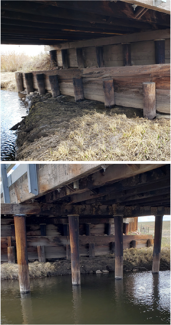 Two photographs of the US-285 bridge