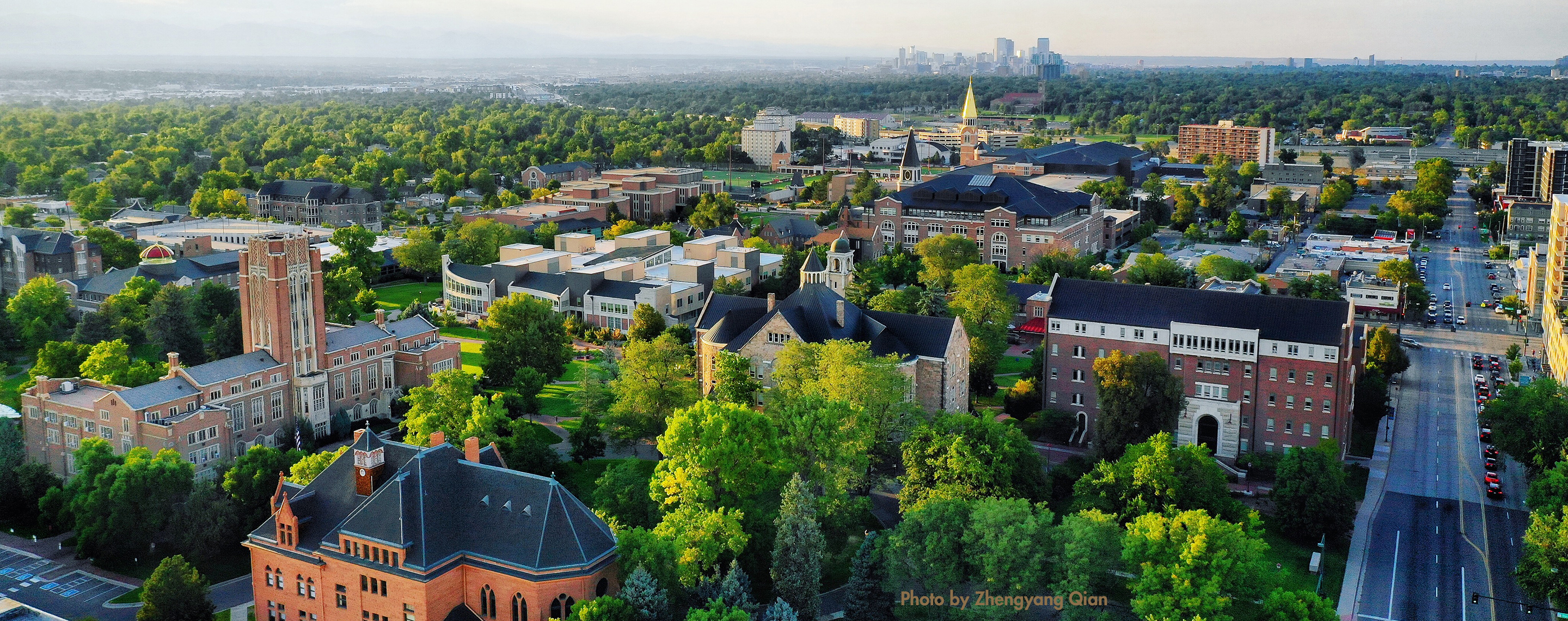 Aerial view of University of Denver campus