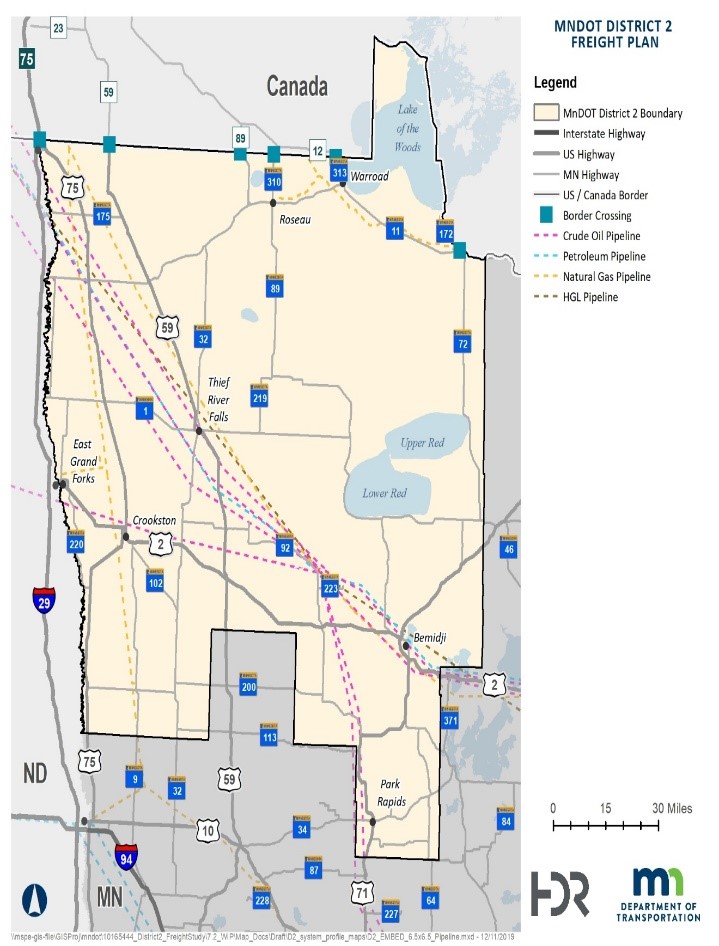 Map of pipelines in District 2