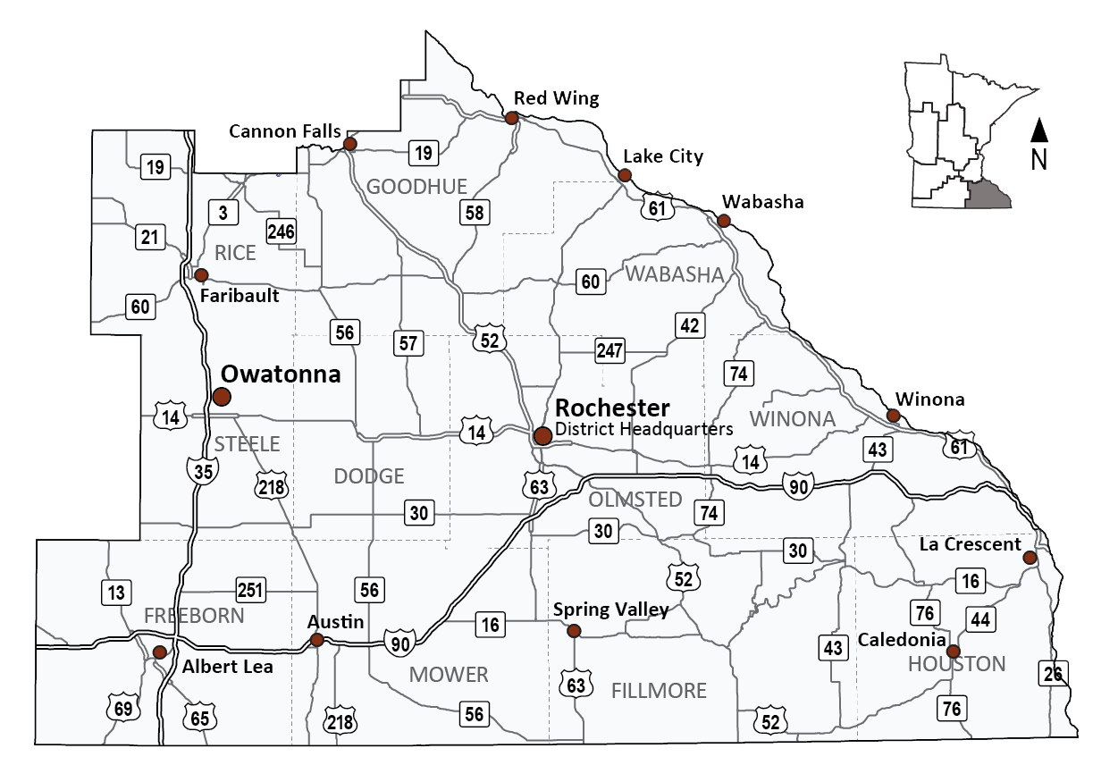 Map of MnDOT District 6