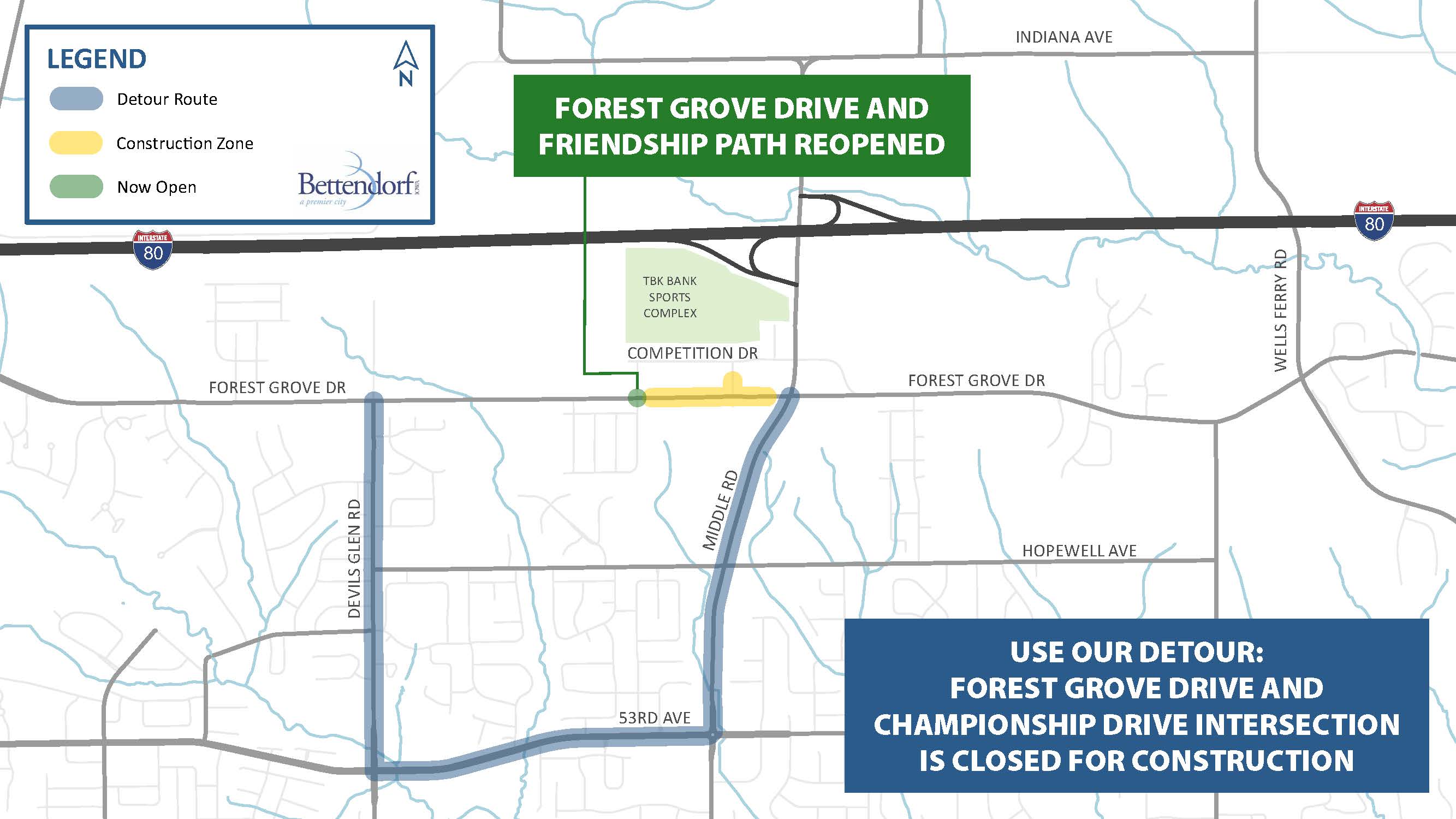 Eastbound lane closure between Friendship Path and Middle Road