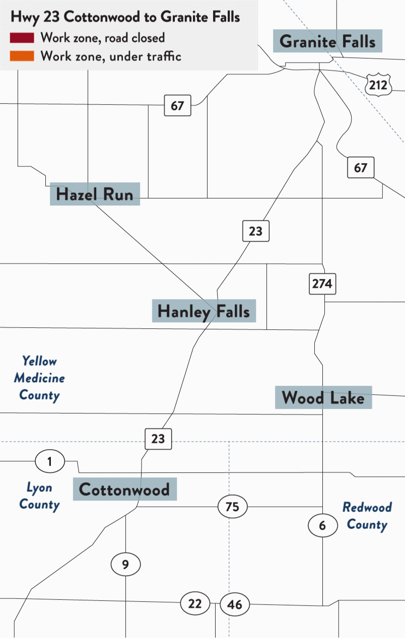 Highway 23 construction area map