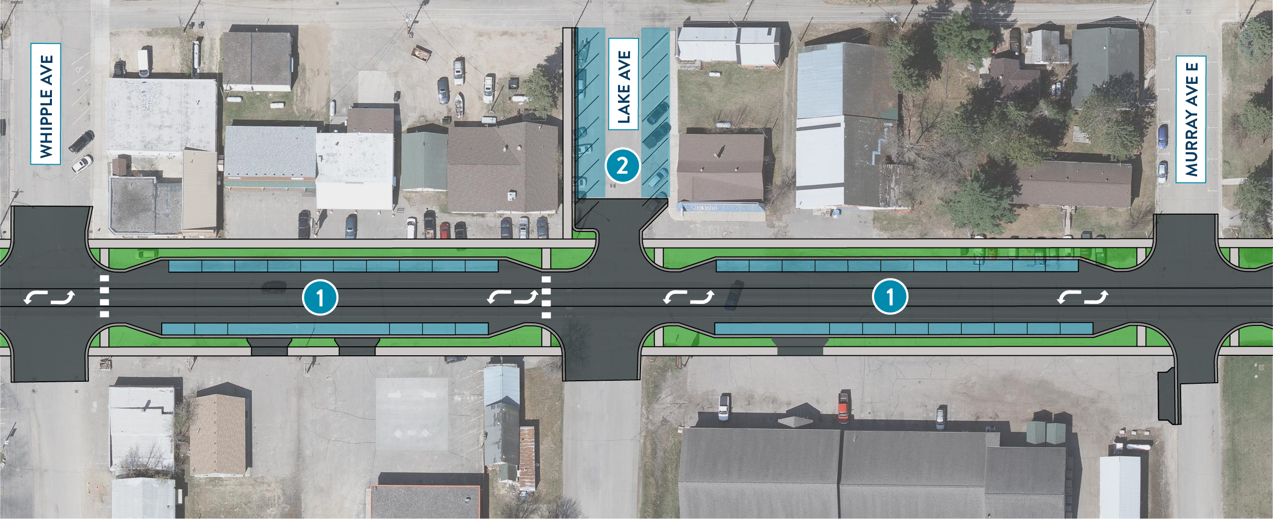 Diagram of the 371 parking and sidewalk designs