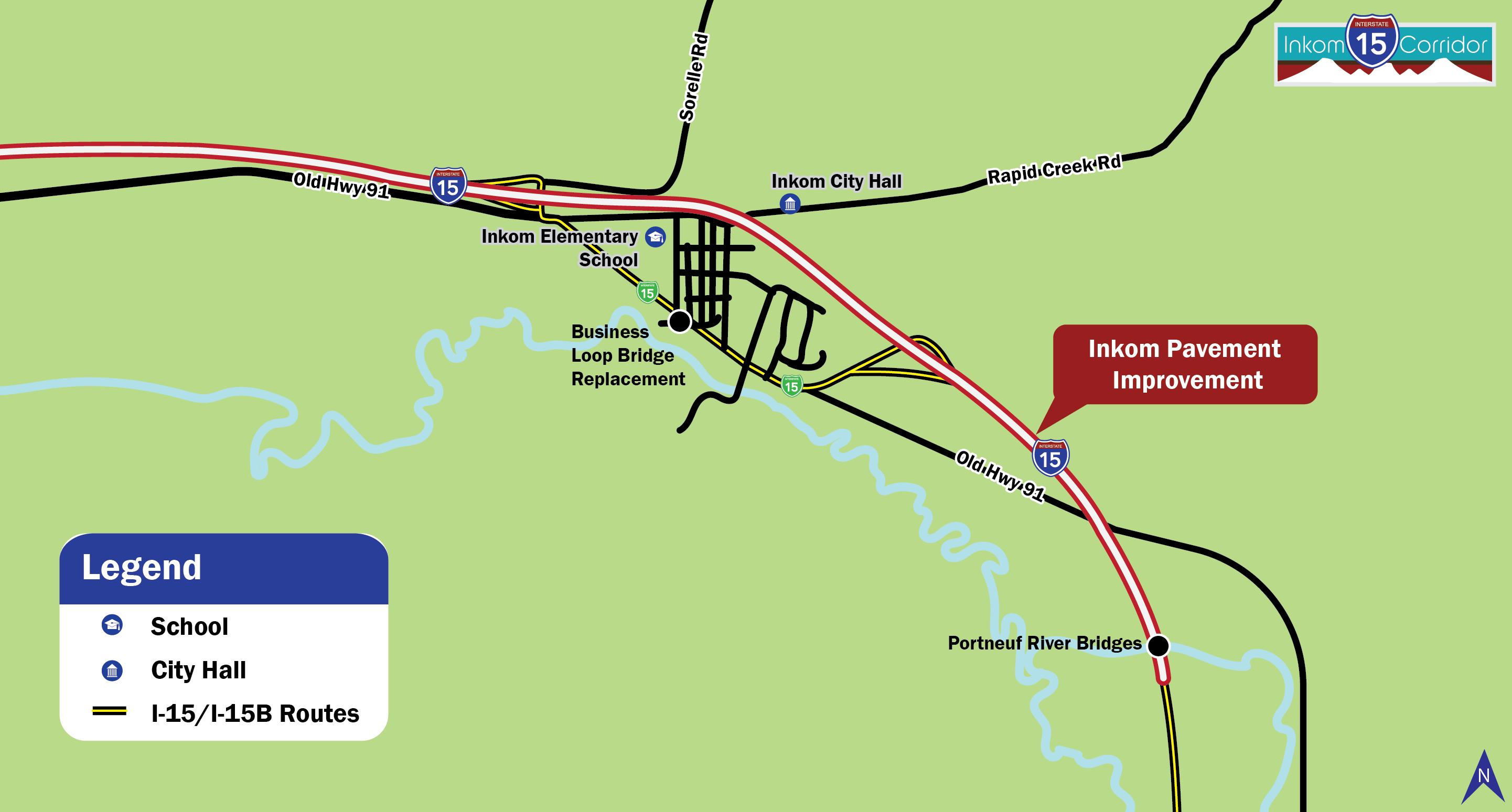 Map of proposed Interstate 15 pavement improvement projects 