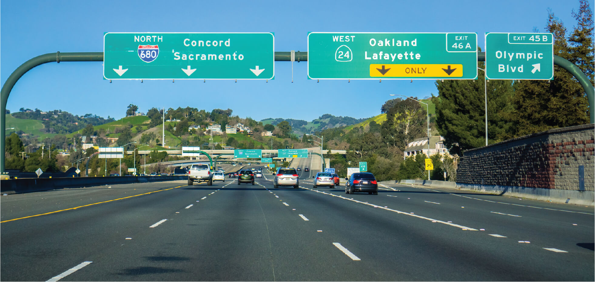 View of overhead signs