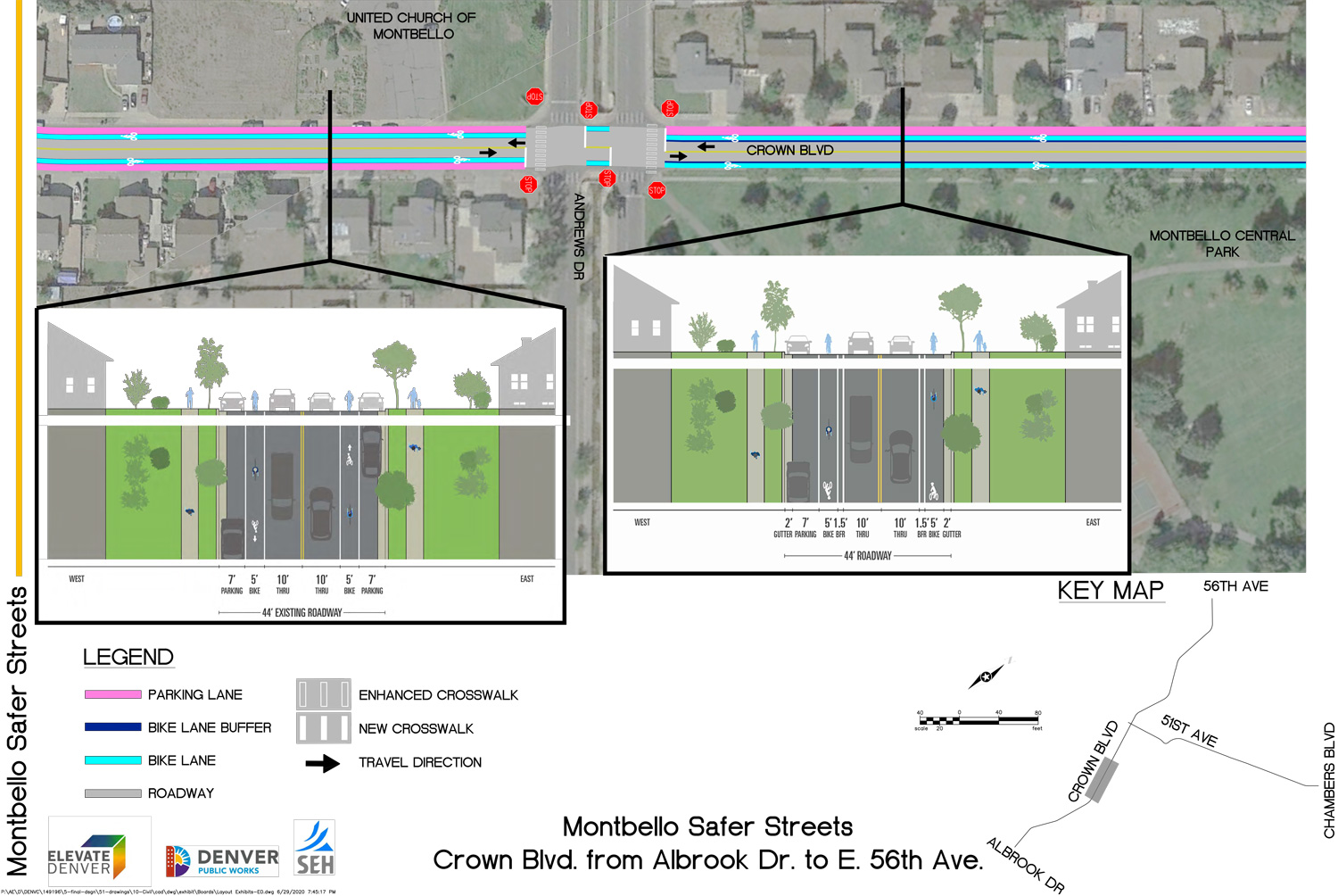 Cross sections on Crown Blvd.