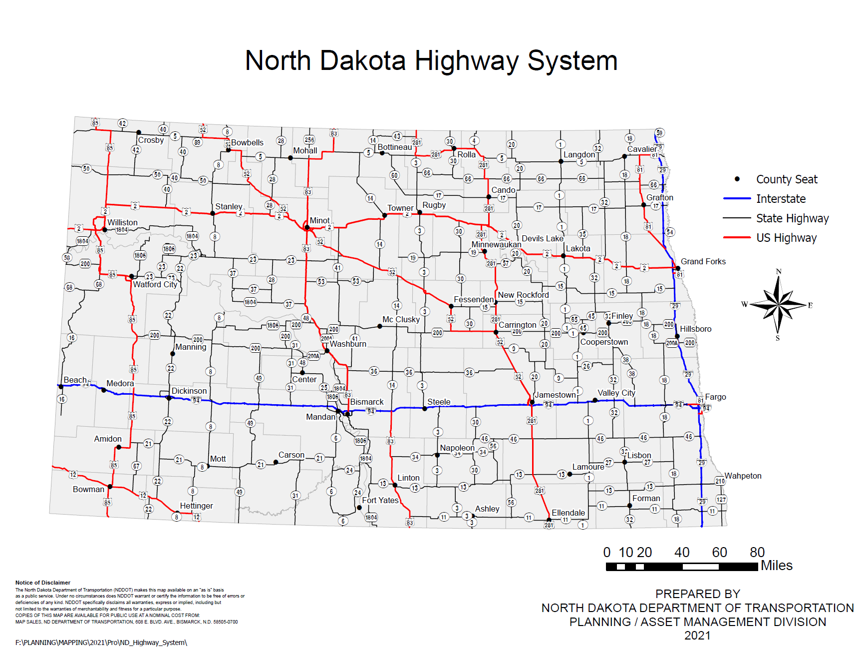 North Dakota Highway Systems Map