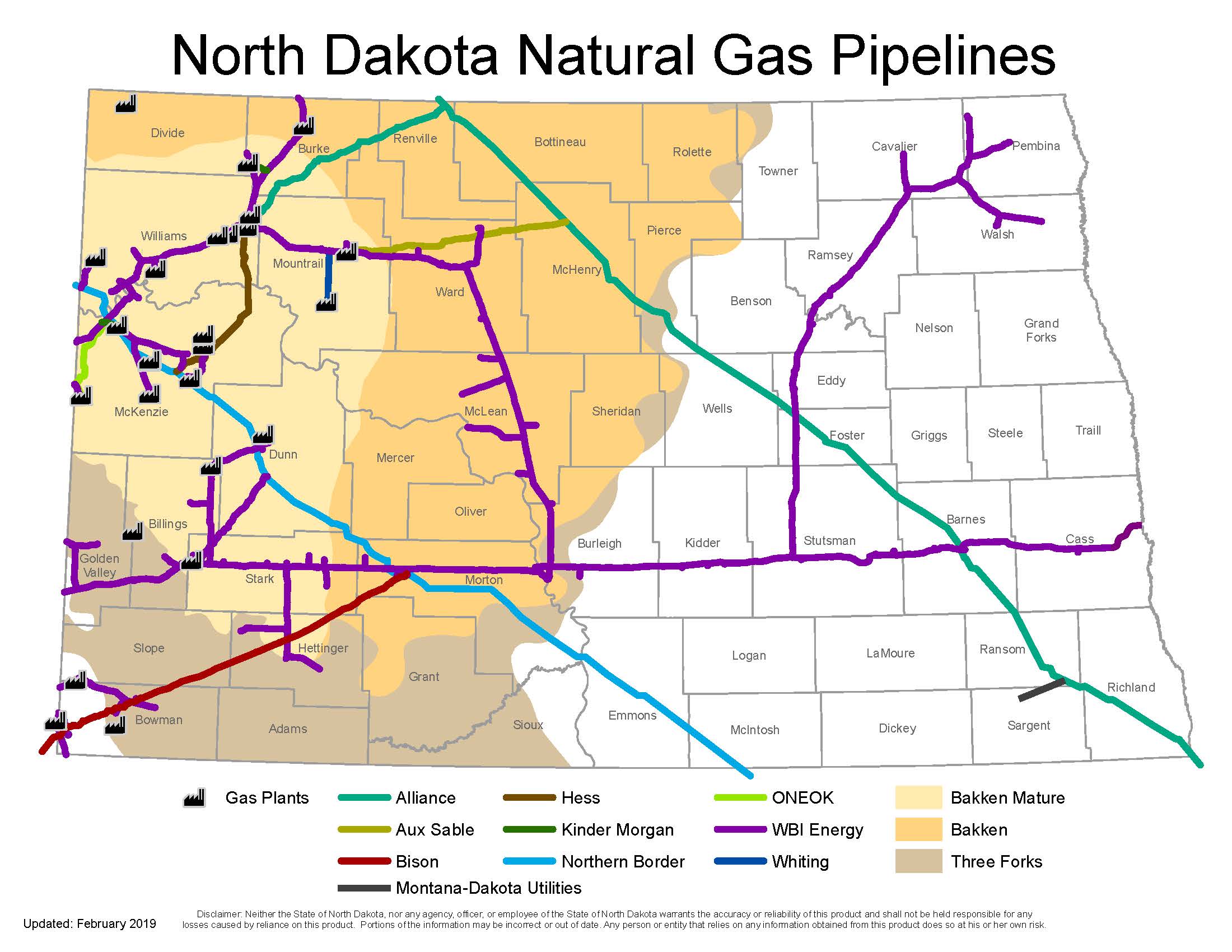 North Dakota Natural Gas Map