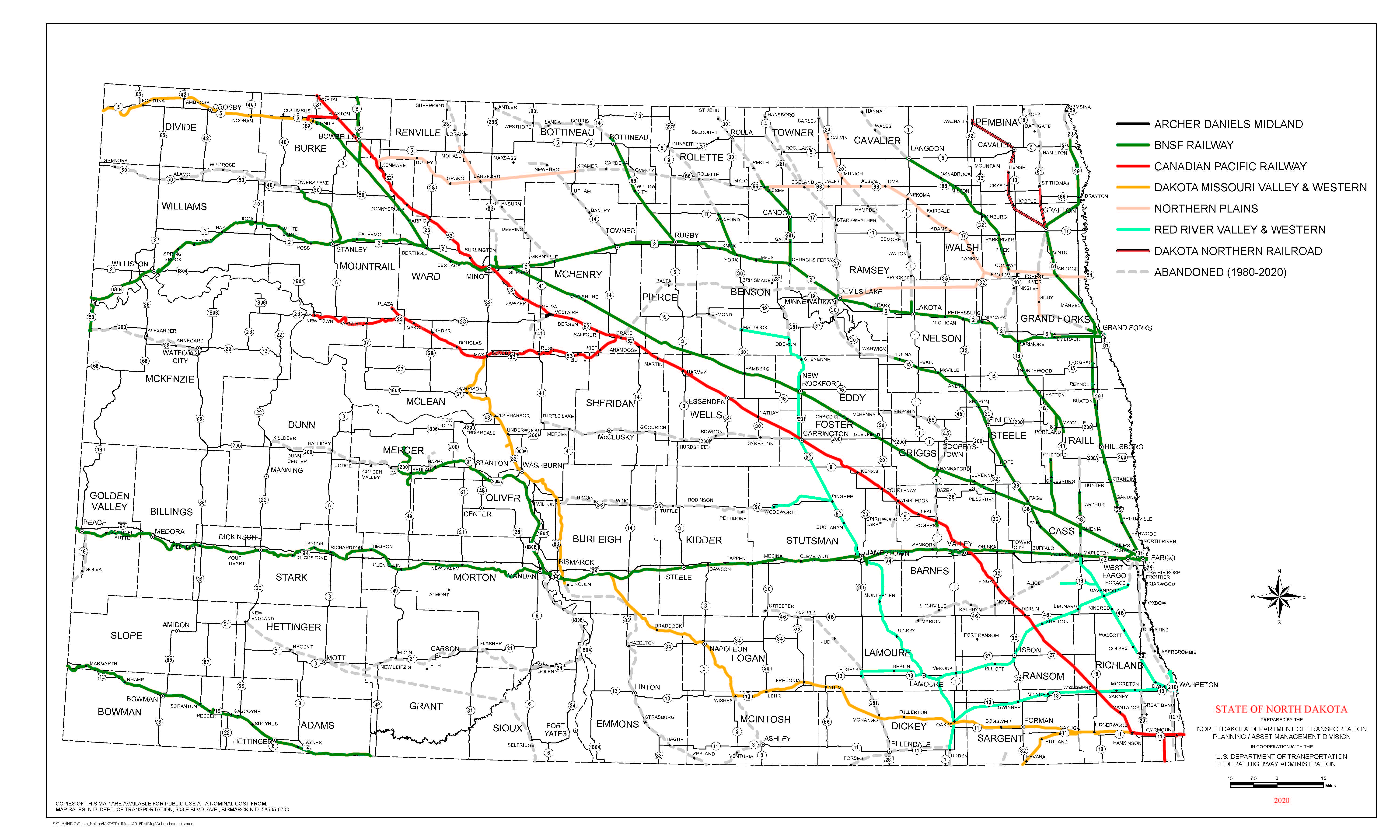 map of North Dakota railways