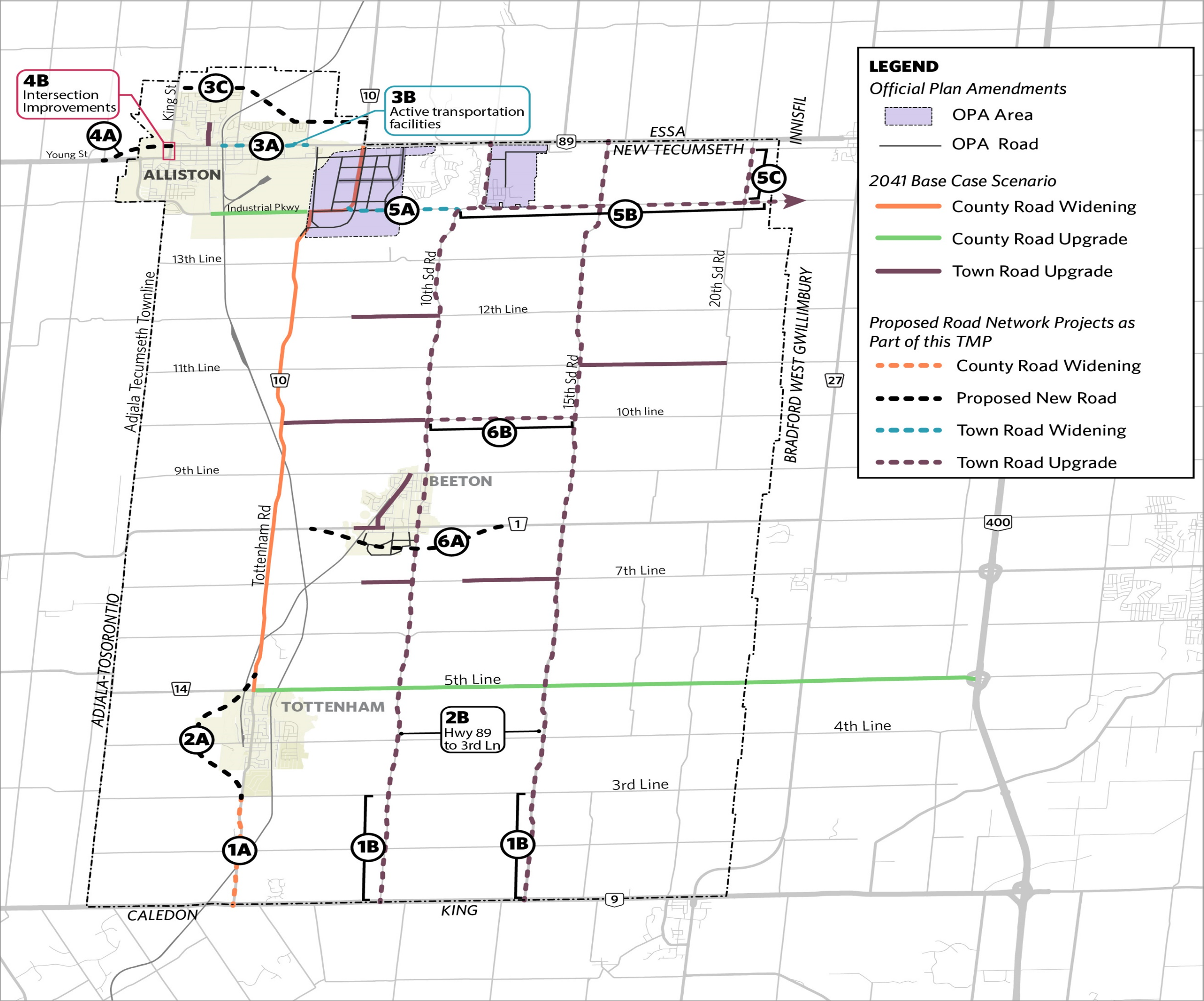 This map illustrates the Proposed Road Improvement Projects