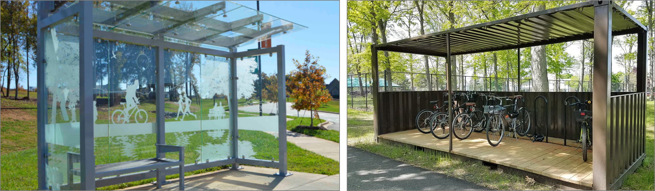Image of a bus shelter

                                             Image of covered bike parking
                                             