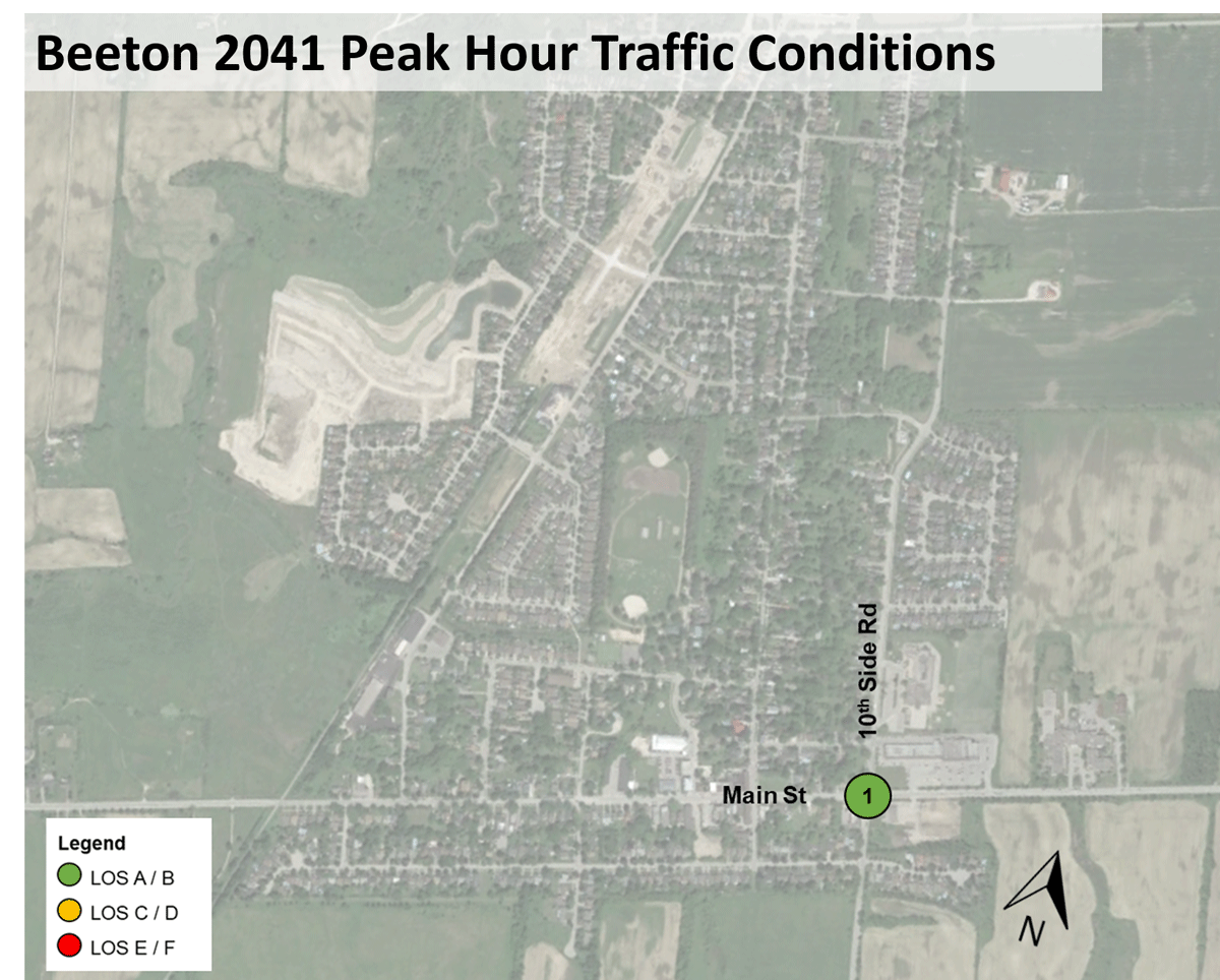 This map illustrates where there is traffic delay in Beeton. 