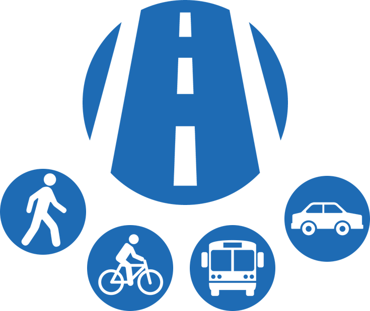 Icons for Pedestrian, Bike, Bus, and Vehicle transit
