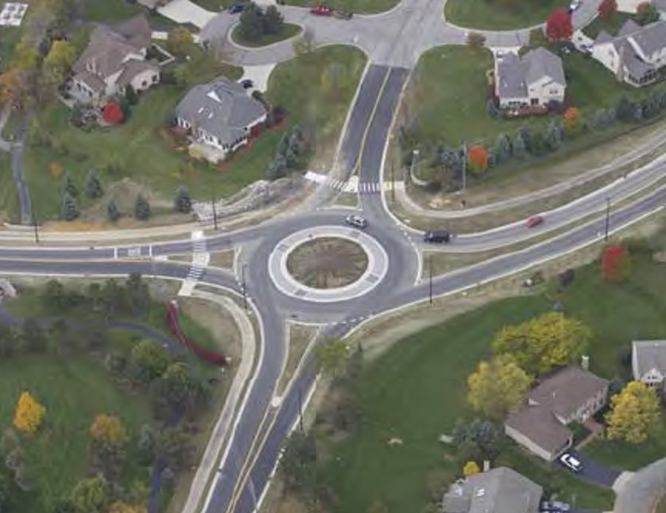 Overview image of a roundabout intersection