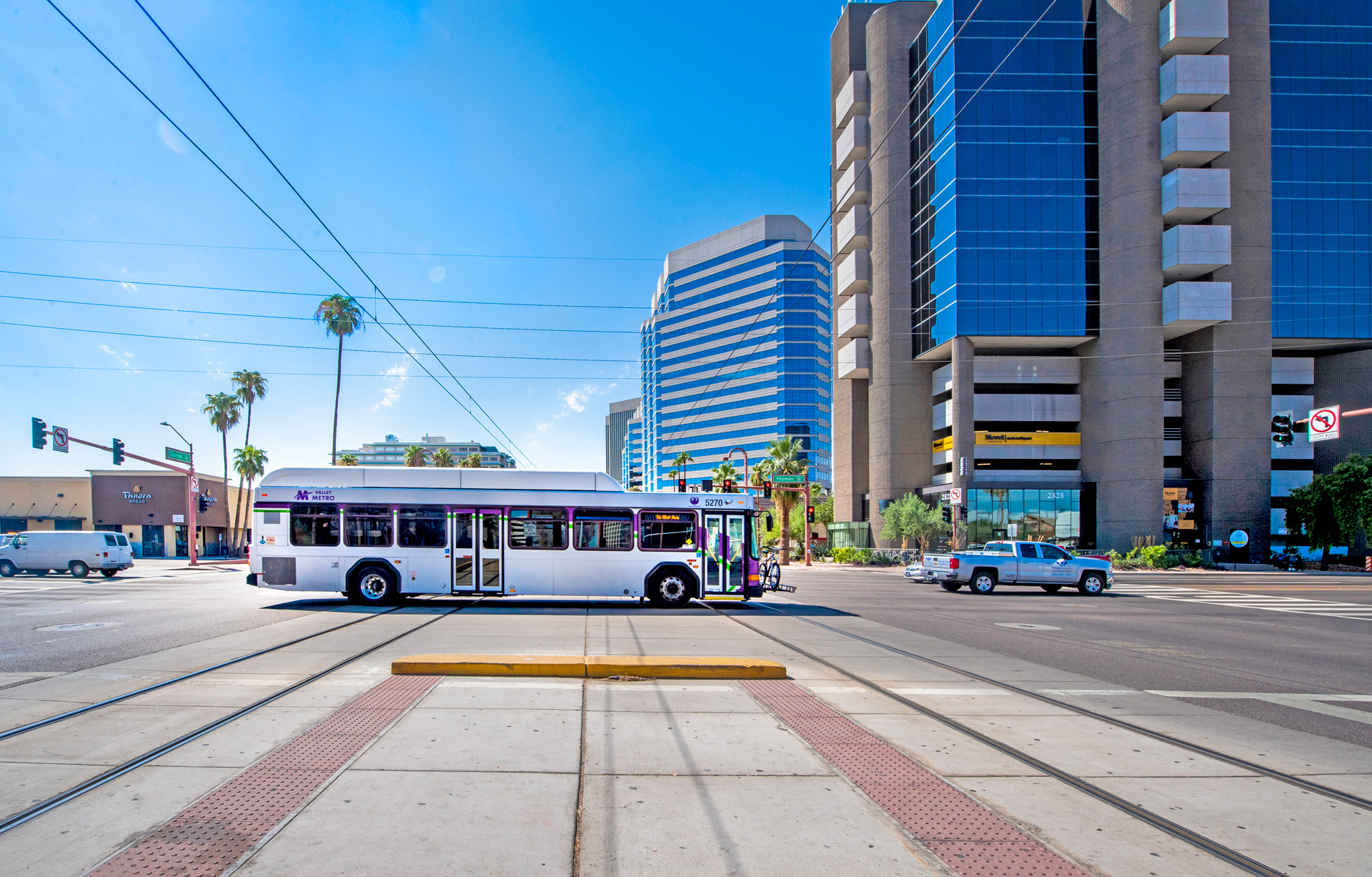 Valley Metro bus crossing intersection