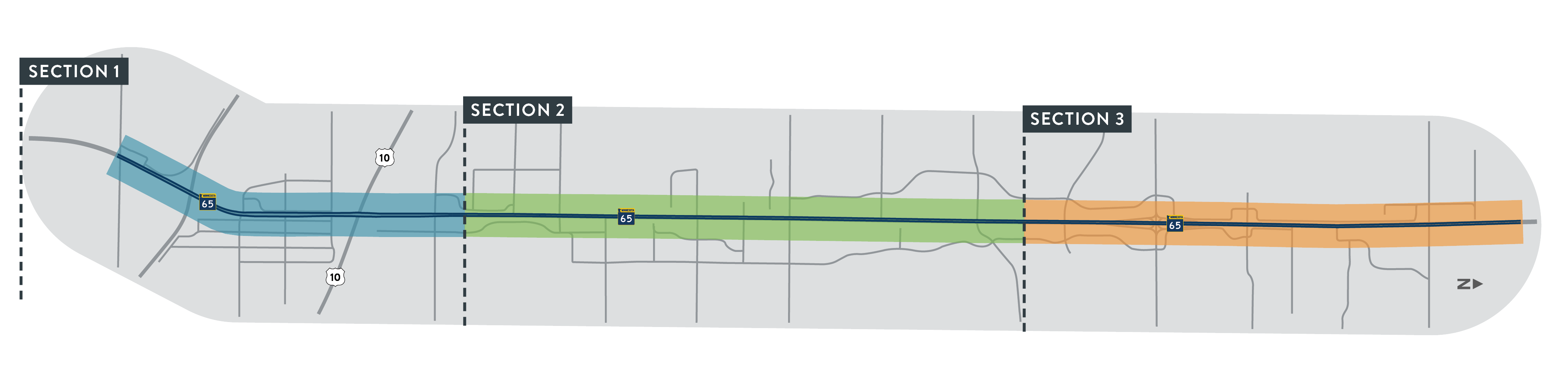 Diagram of the three corridor sections